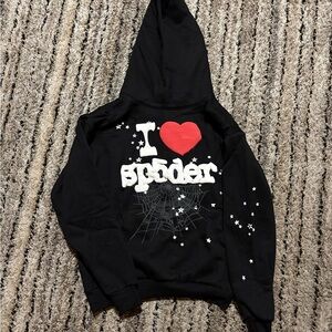 Spider Black Hoodie with Red Heart Design
